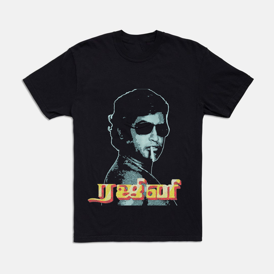 Rajinikanth Vintage Portrait Black Tee