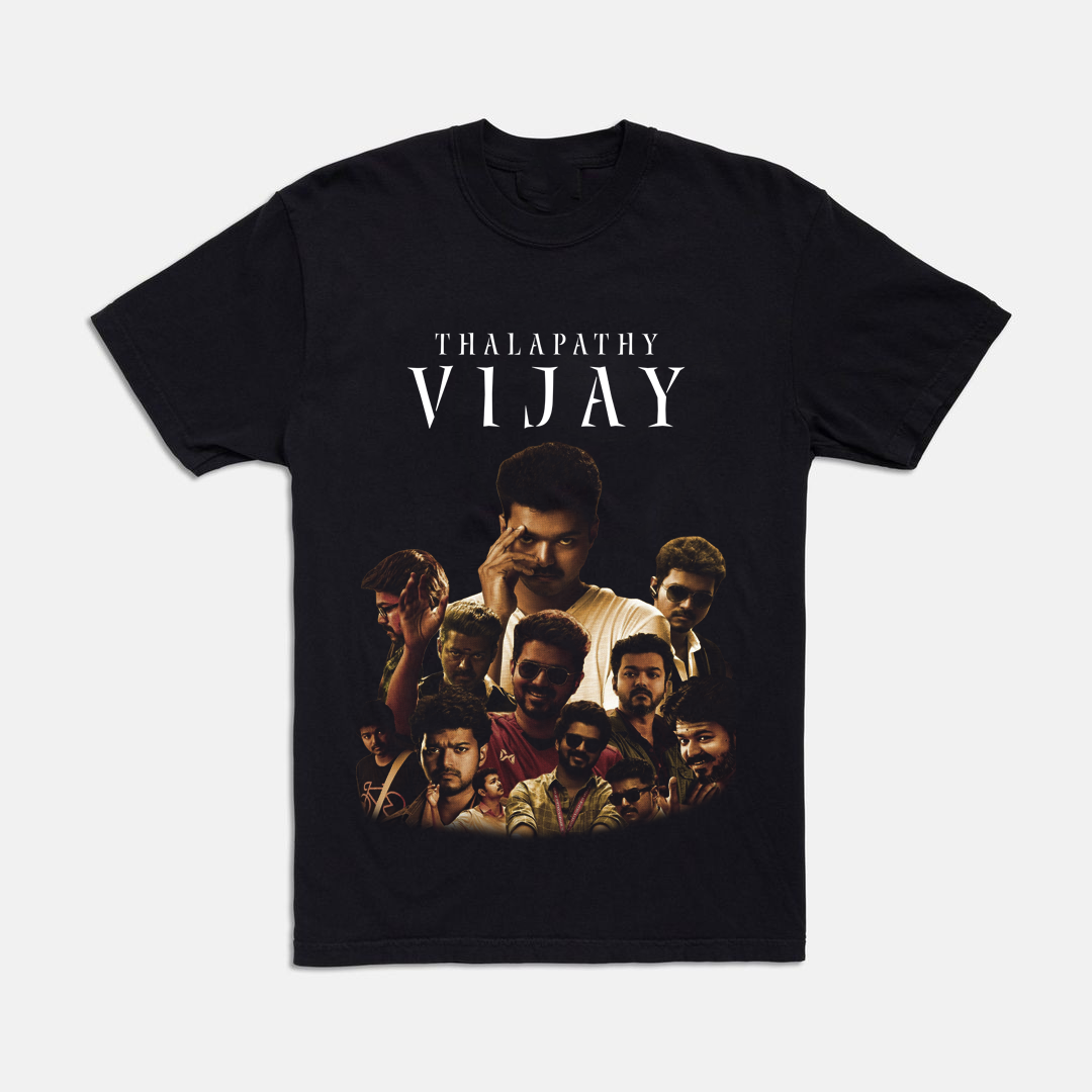 Thalapathy Vijay Vintage Portrait Black Unisex Tee