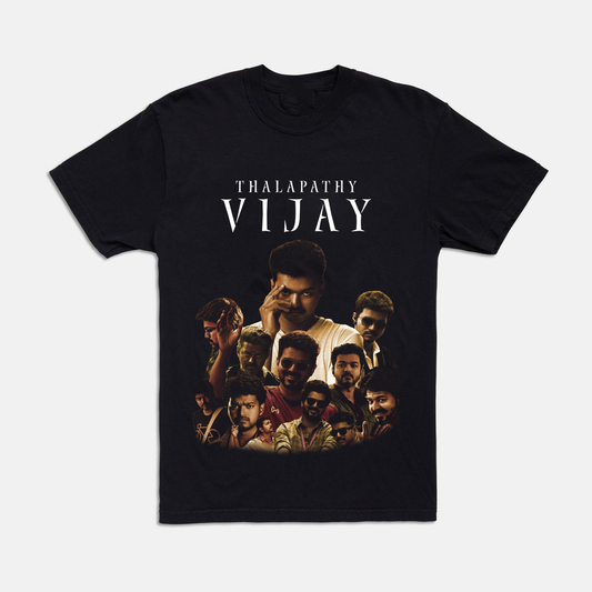 Thalapathy Vijay Vintage Portrait Black Unisex Tee